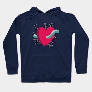 Heart worm on green Hoodie